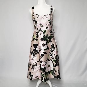 NWT Adrianna Papell Retro Floral Mikado Midi Dress